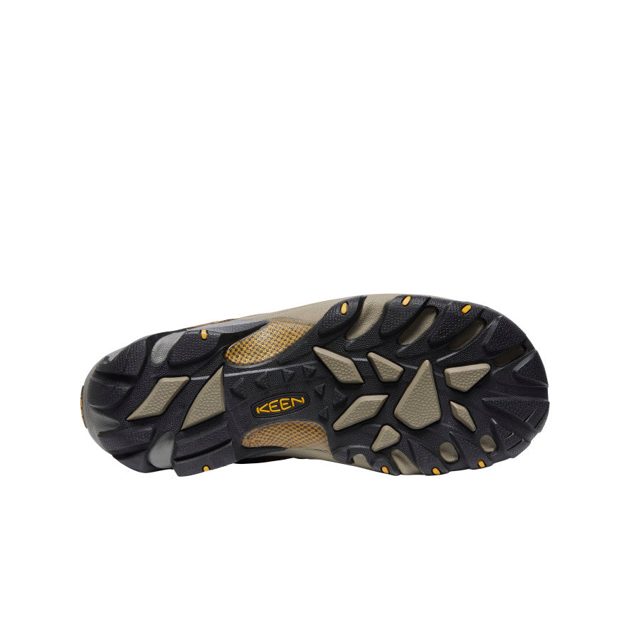 Bottom sole view of Keen Targhee II Low hiking shoe showing aggressive tread pattern