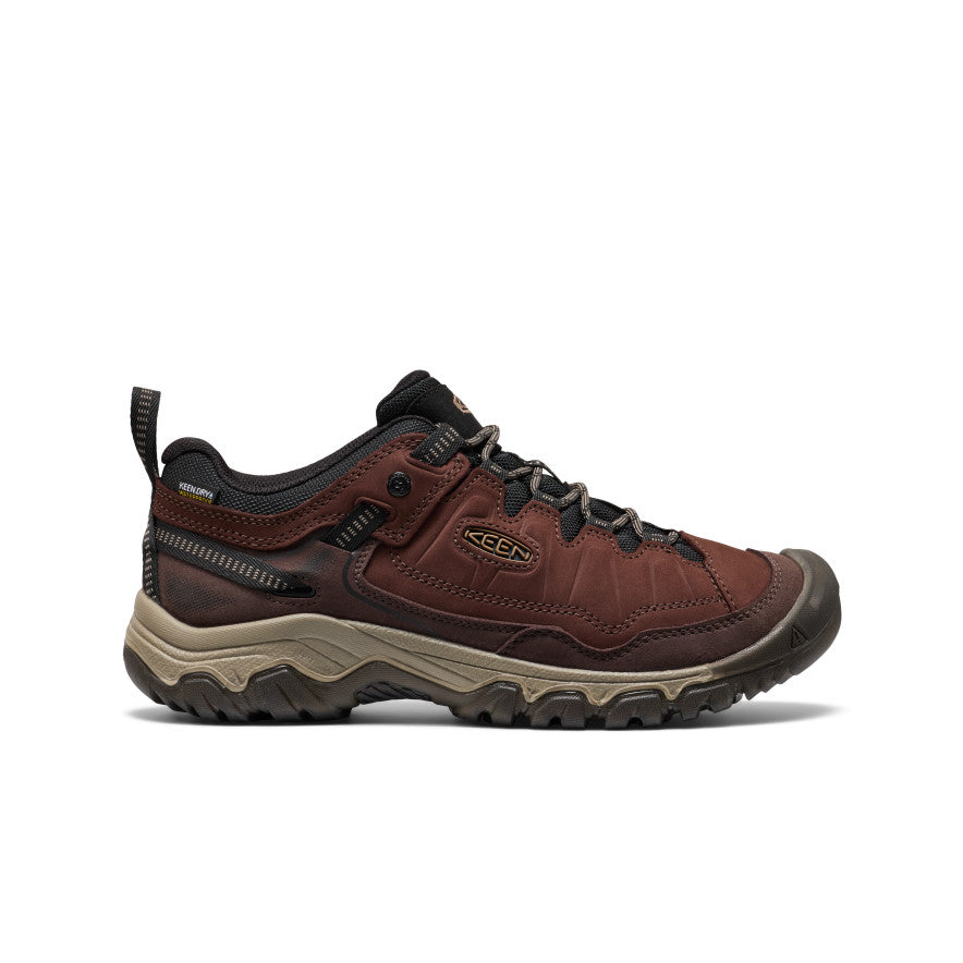 KEEN Targhee IV Low waterproof hiking shoe in dark reddish-brown leather with rugged outsole