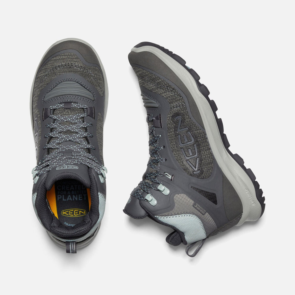 KEEN Terradora Flex Mid waterproof hiking boot shown from top and side angles