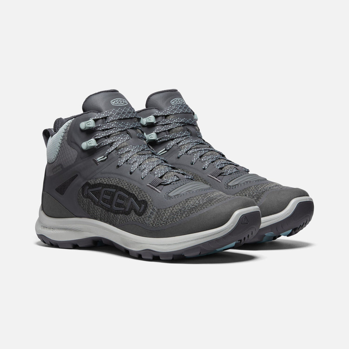 KEEN Terradora Flex Mid waterproof hiking boots shown as a pair, angled three-quarter view
