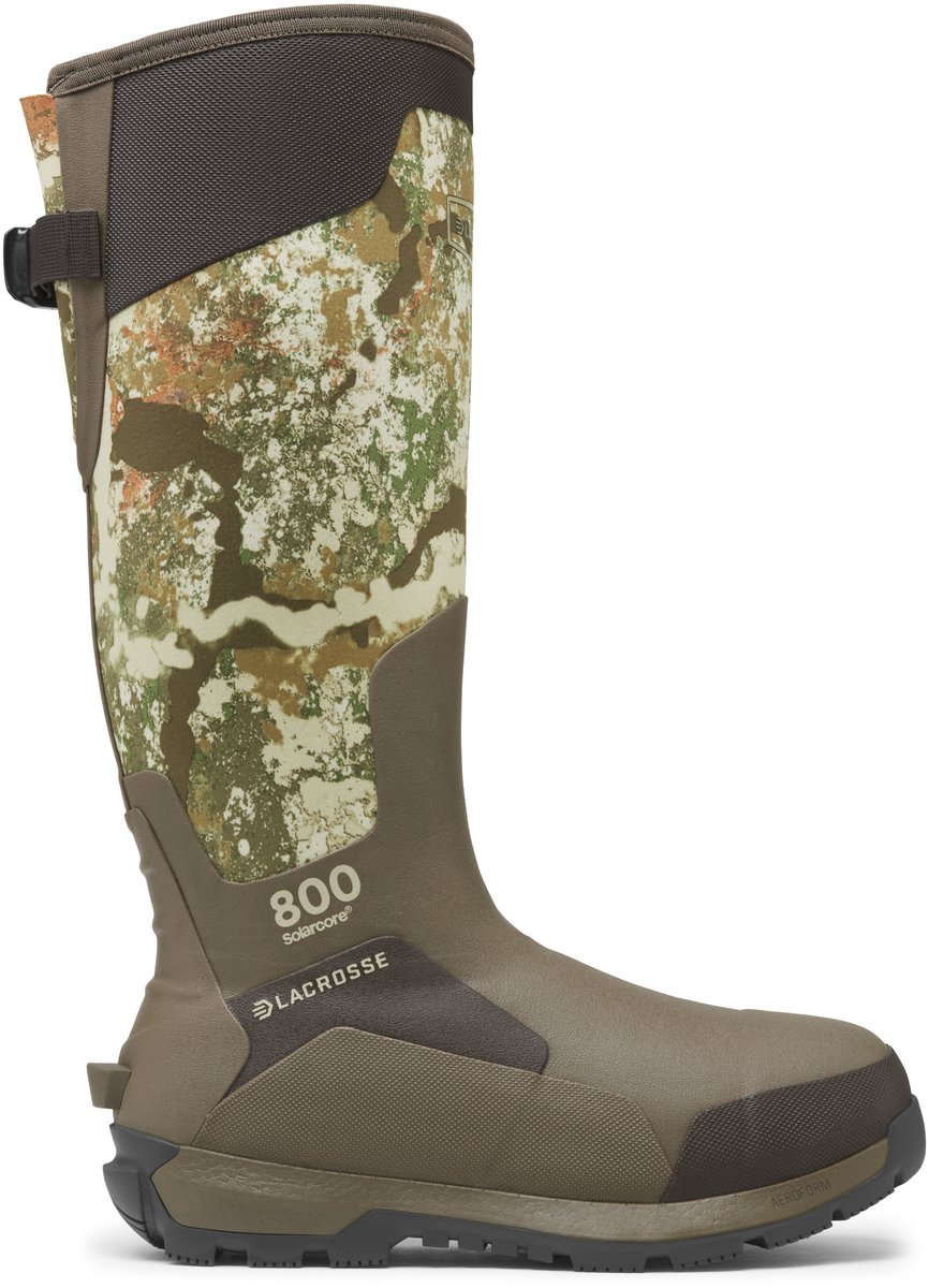 LaCrosse Alphaburly Aero 17-inch insulated rubber hunting boot with camouflage upper panel