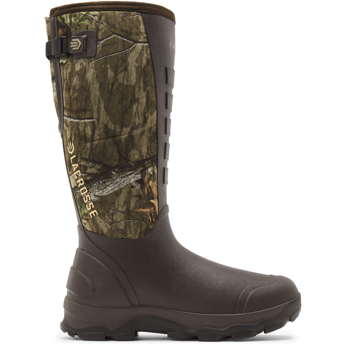 LaCrosse tall hunting boot with camouflage neoprene upper and brown rubber lower