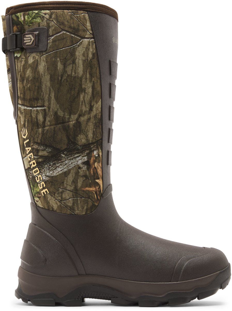 LaCrosse mens tall rubber hunting boot with camouflage neoprene upper and lugged outsole