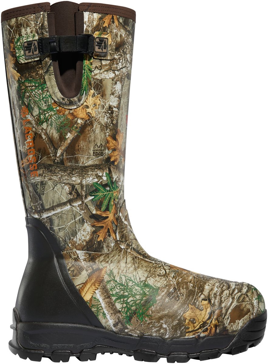 LaCrosse Alphaburly Pro side-zip tall rubber hunting boot with camouflage neoprene upper