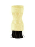 Small shoe polish applicator brush with natural wood handle and dark horsehair bristles
