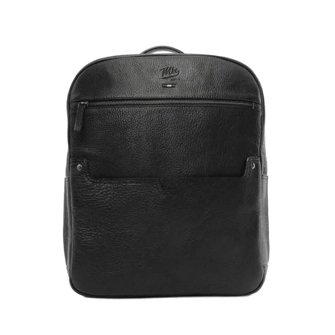 Milwaukee Brewer leather backpack with front zip pocket and embossed logo patch