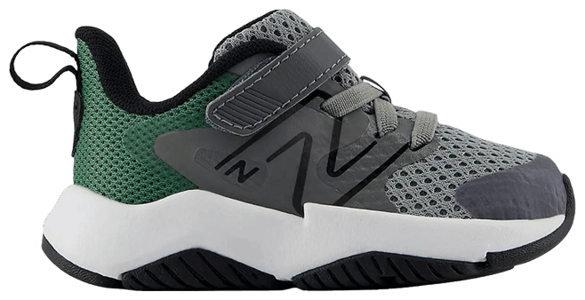 New Balance boys toddler sneaker with velcro strap, mesh upper, and chunky sole