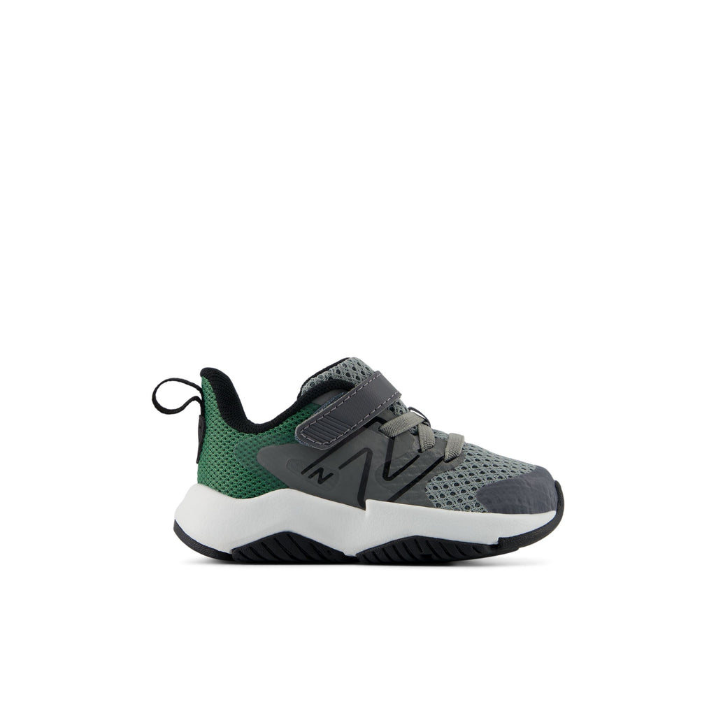 New Balance boys toddler running shoe with velcro strap, mesh upper, and chunky sole