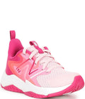 New Balance Girls Rave Run v2 sneaker with pink mesh upper and bold N logo detail