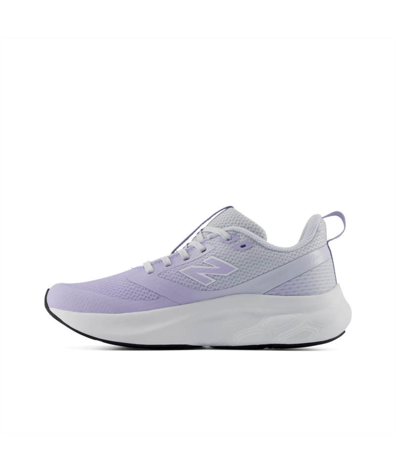 New Balance Girls 625 running shoe in lavender purple with white midsole, lateral view