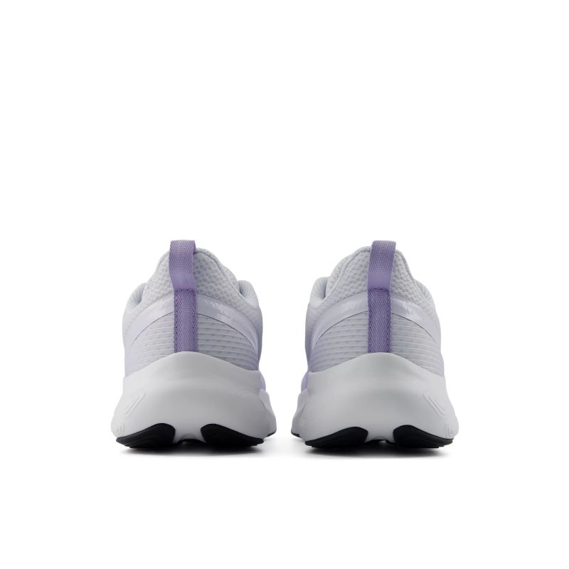 Rear view of girls running sneakers with lavender heel tab and white midsole