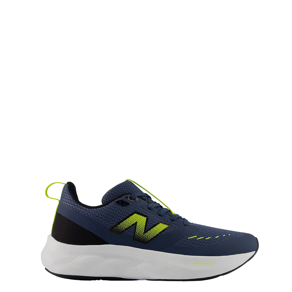 New Balance Boys 625 running sneaker shown in lateral profile view on white sole