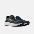New Balance Boys 625 Lace running shoes in navy blue with neon yellow accents