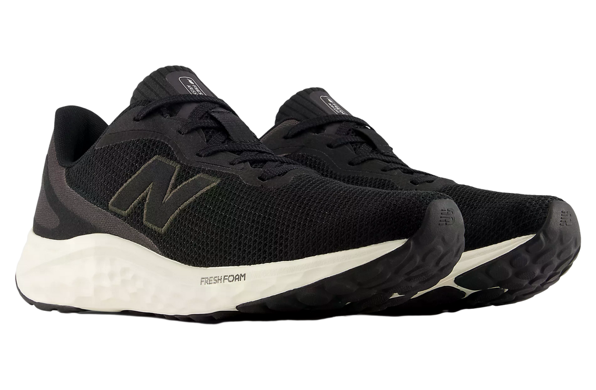 New Balance Fresh Foam running shoes with black mesh upper and white midsole, pair view