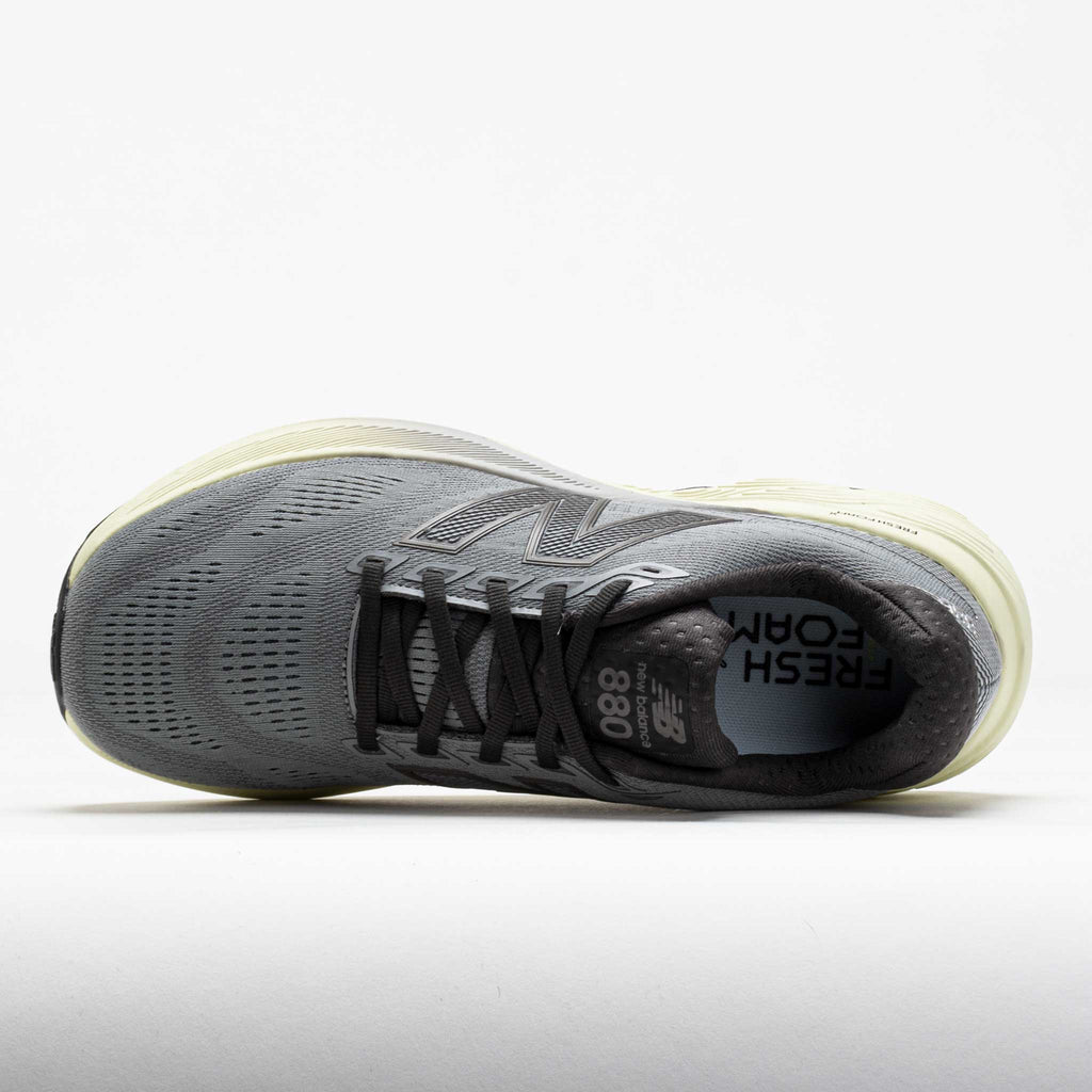 Top-down view of New Balance 880 running shoe with black laces and Fresh Foam insole