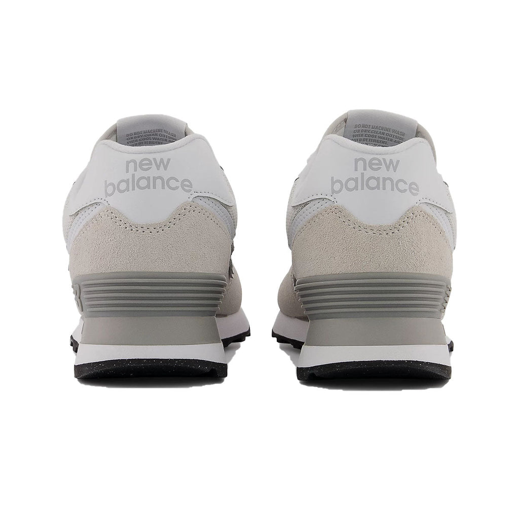 Rear view of New Balance 574 sneakers showing heel counter and midsole details