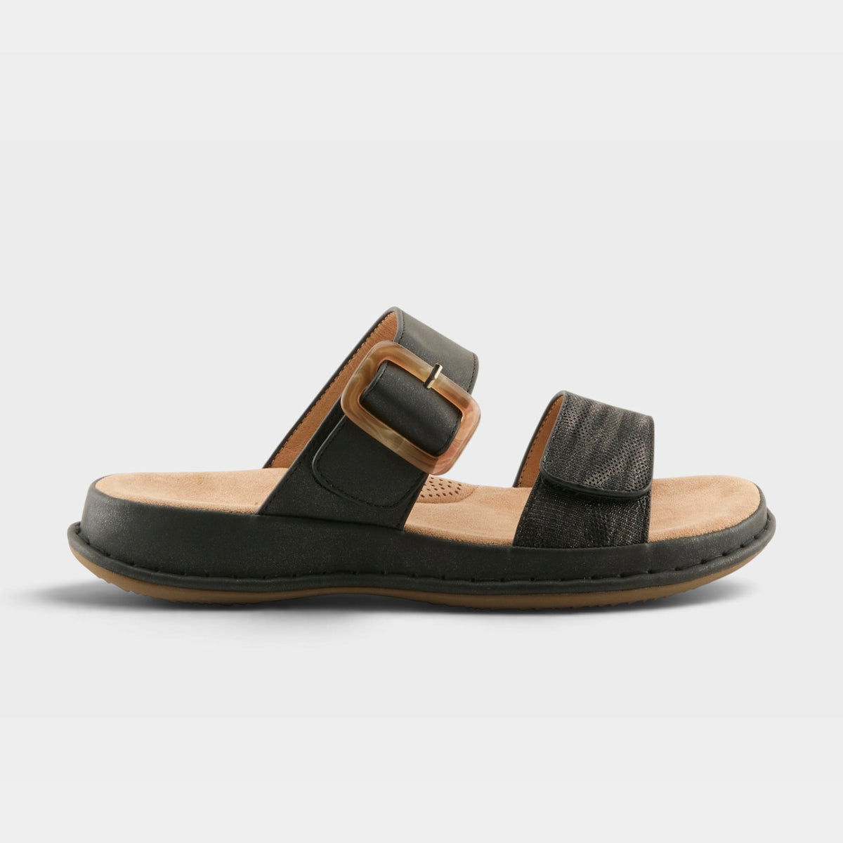 Patrizia Almalei women's slide sandal with two straps and oversized buckle detail