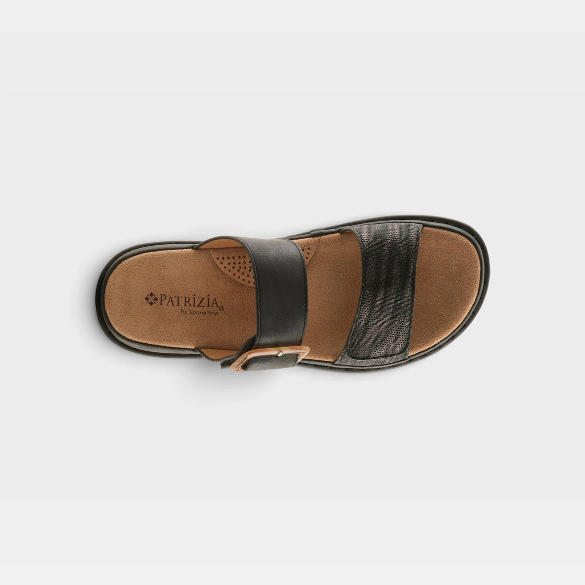 Patrizia by Spring Step women's slide sandal with two straps and buckle closure, top view