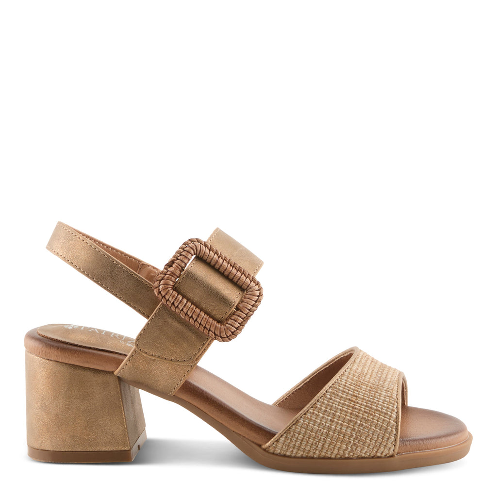 Patrizia Mambu women's block heel sandal with woven buckle strap and open toe