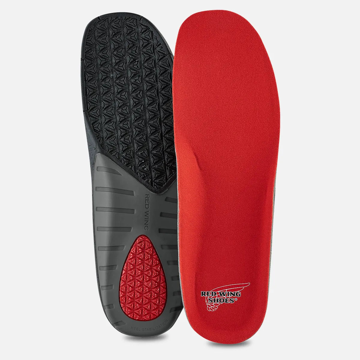 Red Wing Shoes Quadrex Footbed shown from top and bottom angles on seamless background