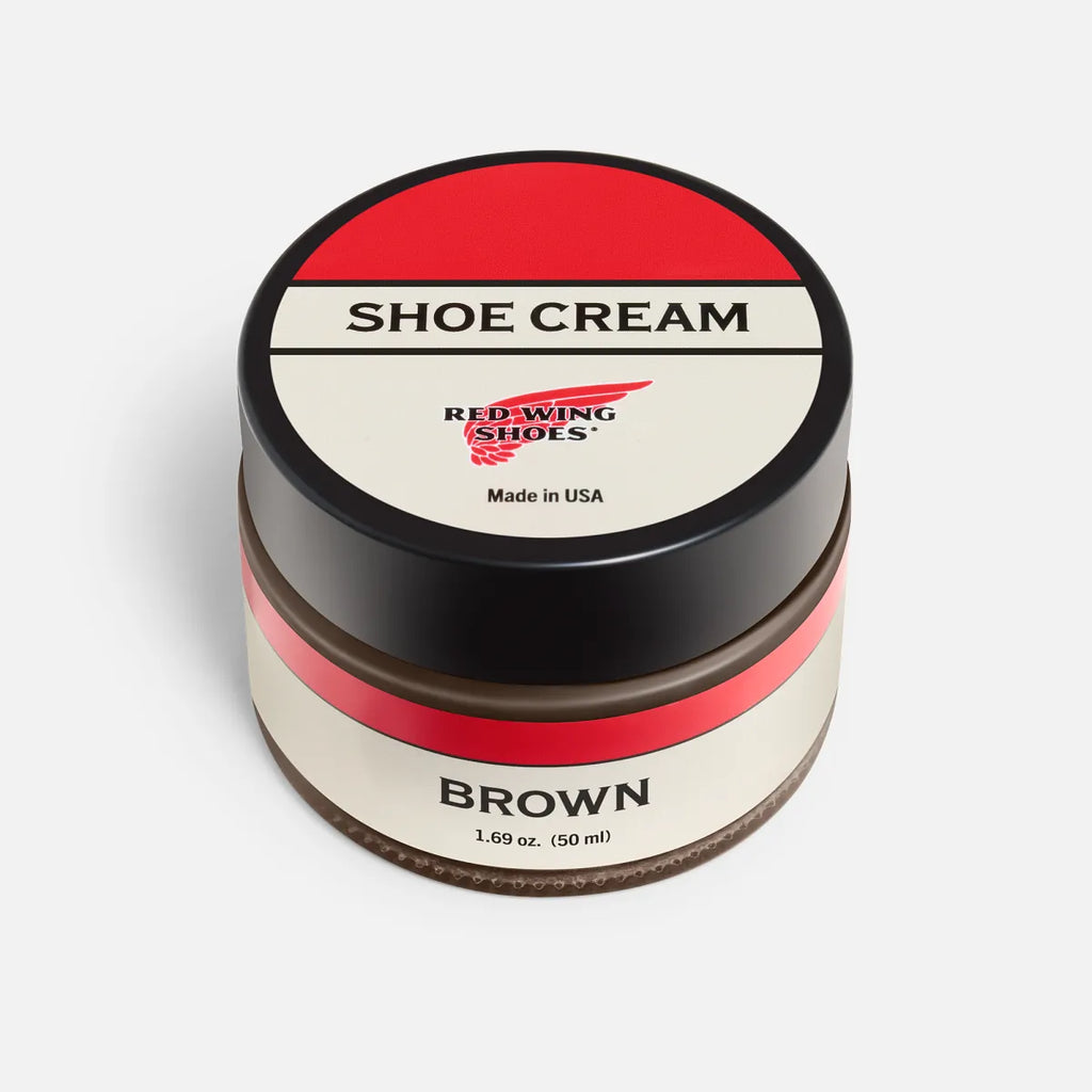 Red Wing Shoes brown shoe cream jar with lid, 1.69 oz, Made in USA