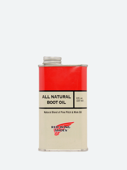 Red Wing Shoes All Natural Boot Oil in 8 fl oz metal tin container with red label