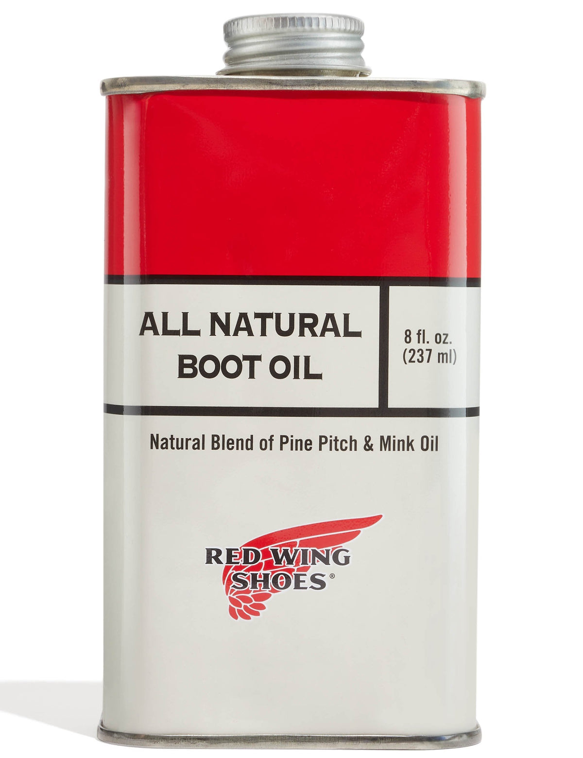 Red Wing Shoes All Natural Boot Oil in 8 fl oz metal tin with screw cap