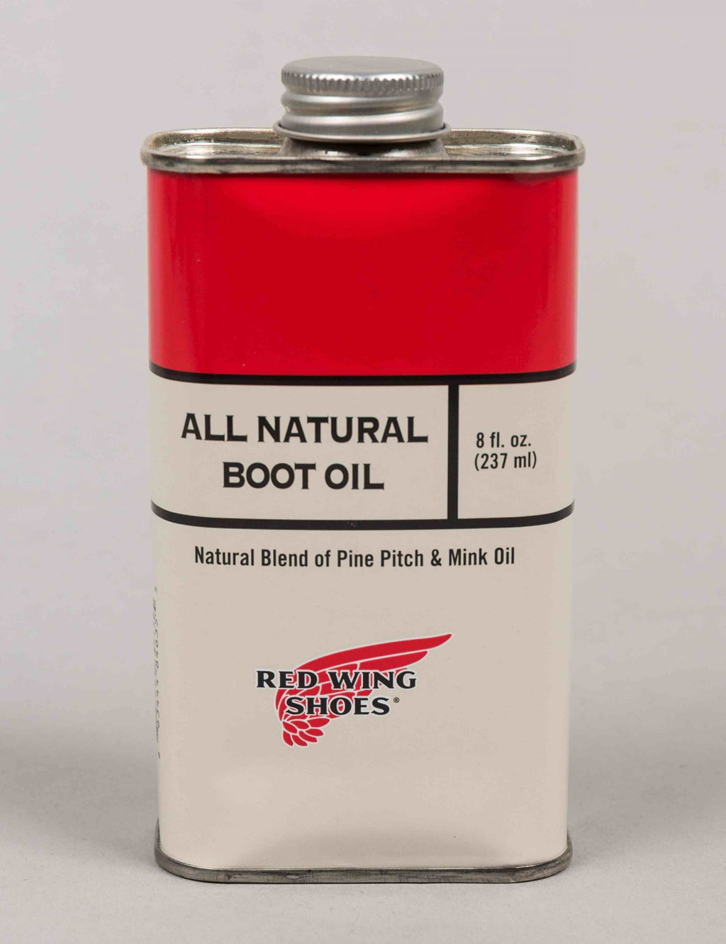 Red Wing Shoes All Natural Boot Oil in an 8-ounce metal tin with screw cap
