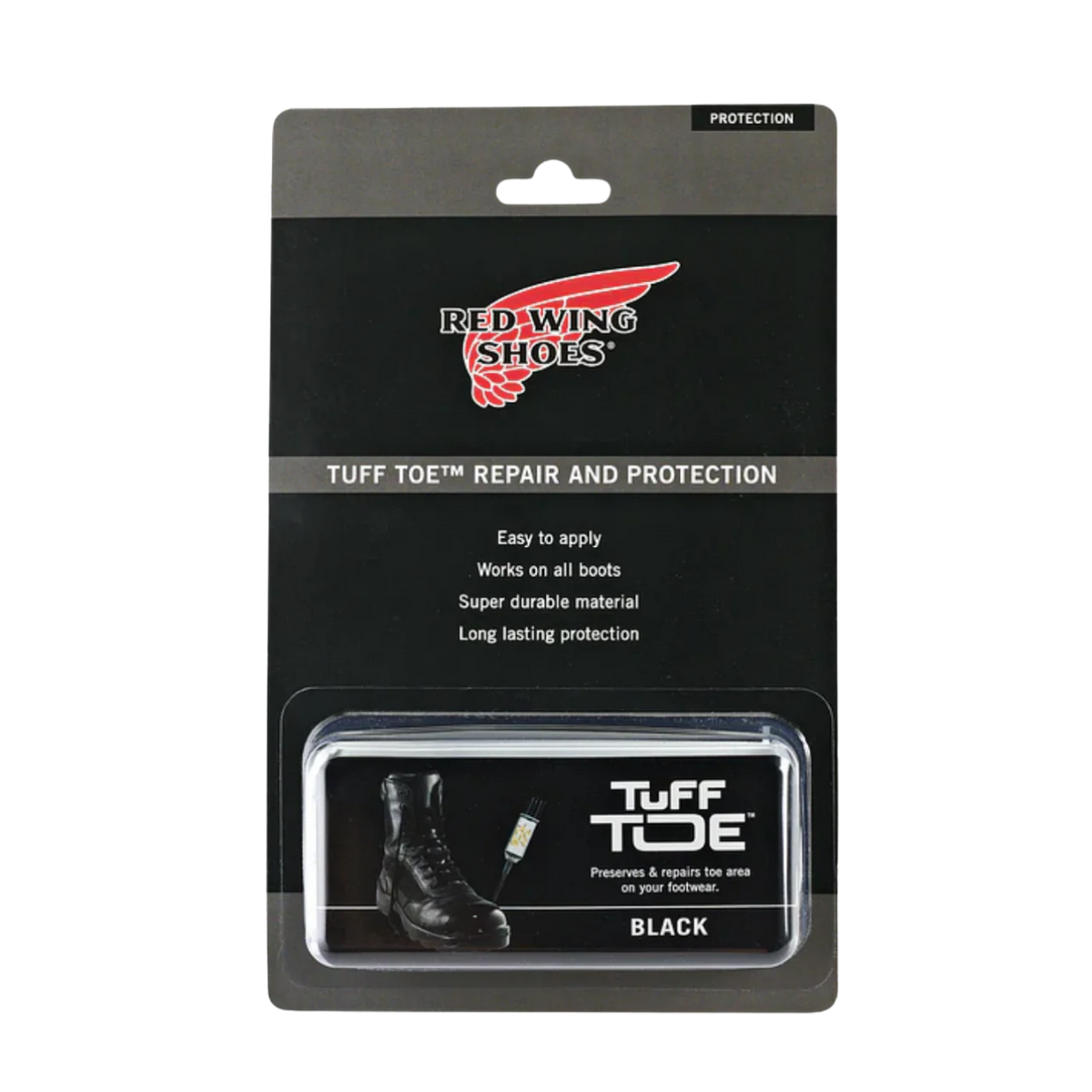 Red Wing Shoes Tuff Toe repair and protection product in retail blister packaging