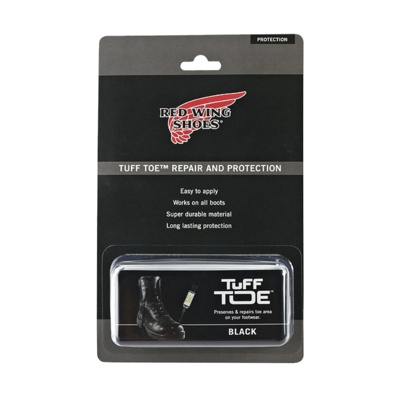 Red Wing Shoes Tuff Toe repair and protection product in black retail packaging