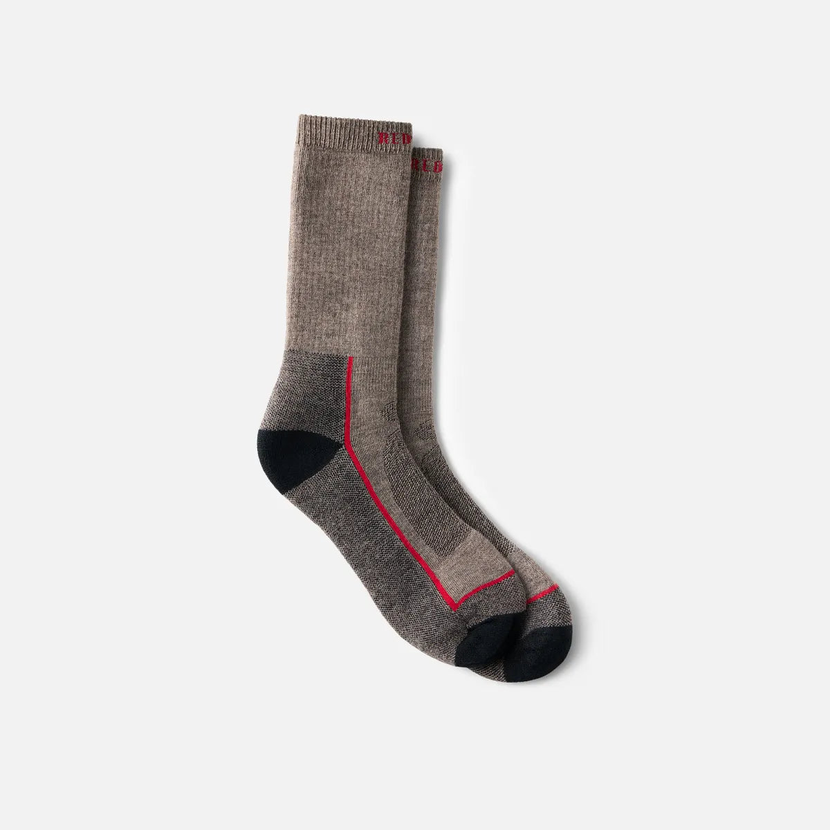 Red Wing premium crew socks with dark toe and heel reinforcement and red accent trim