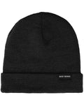 Red Wing black knit wool beanie hat with folded cuff and branded label
