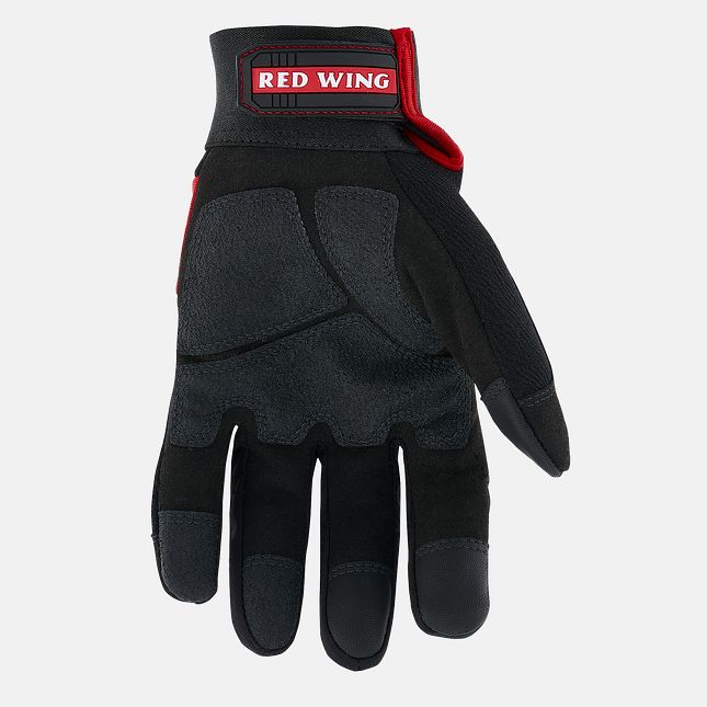 Red Wing black work glove palm view showing reinforced grip patches and finger protection