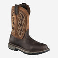 Red Wing mens pull-on western work boot with decorative stitching and rugged outsole