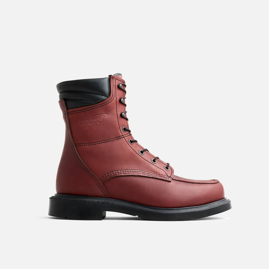 Red Wing Supersole 2.0 8-inch lace-up leather work boot with moc toe and black outsole