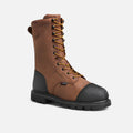 Red Wing steel toe metguard waterproof work boot with yellow laces and black toe cap