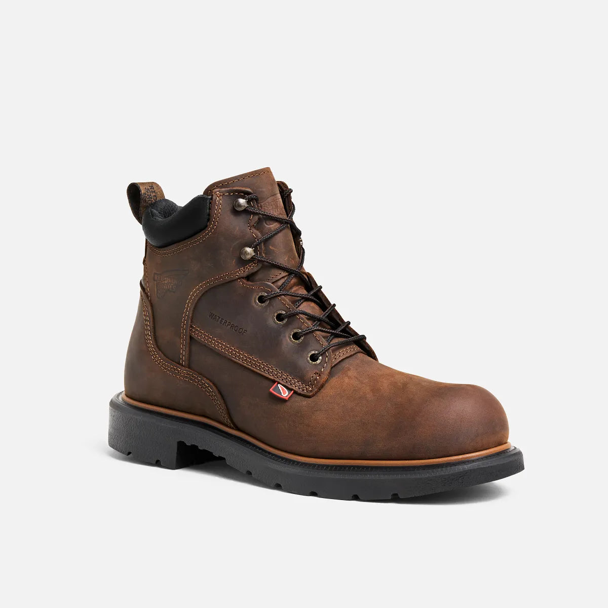 Red Wing Dynaforce 6-inch steel toe waterproof lace-up work boot with rugged lug sole