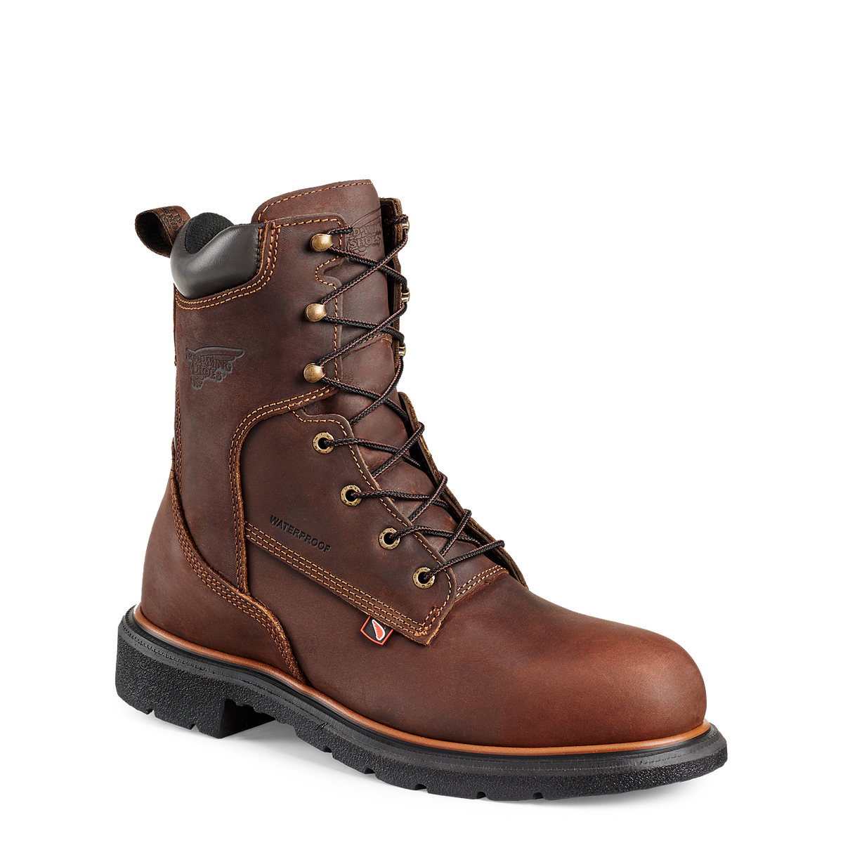 Red Wing men's 8-inch lace-up waterproof leather work boot with soft toe