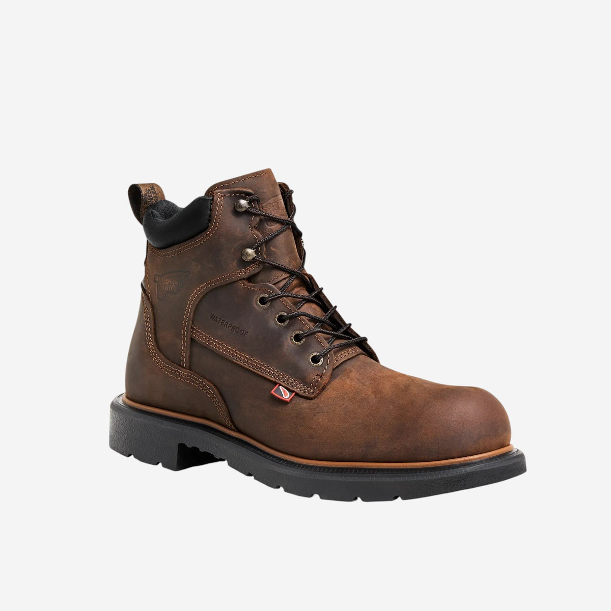 Red Wing men's 6-inch waterproof lace-up work boot with soft toe and rugged outsole