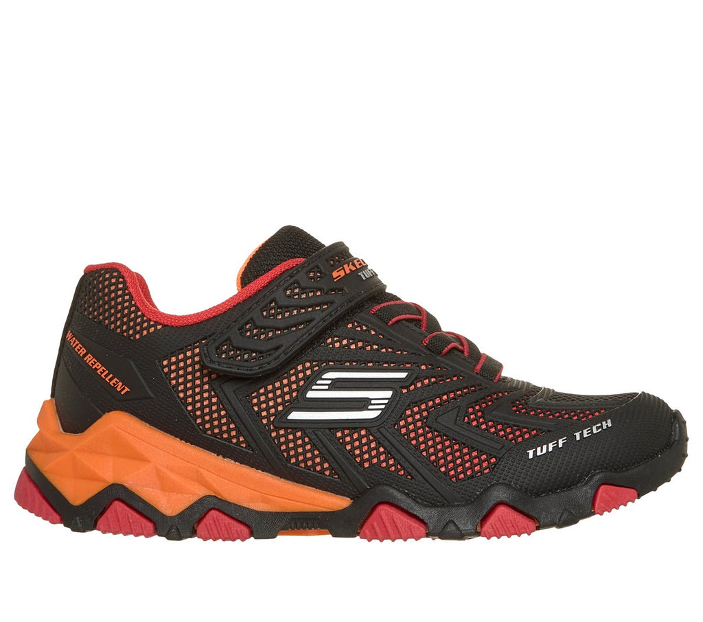 Skechers boys trail sneaker with velcro strap, mesh upper, and rugged outsole