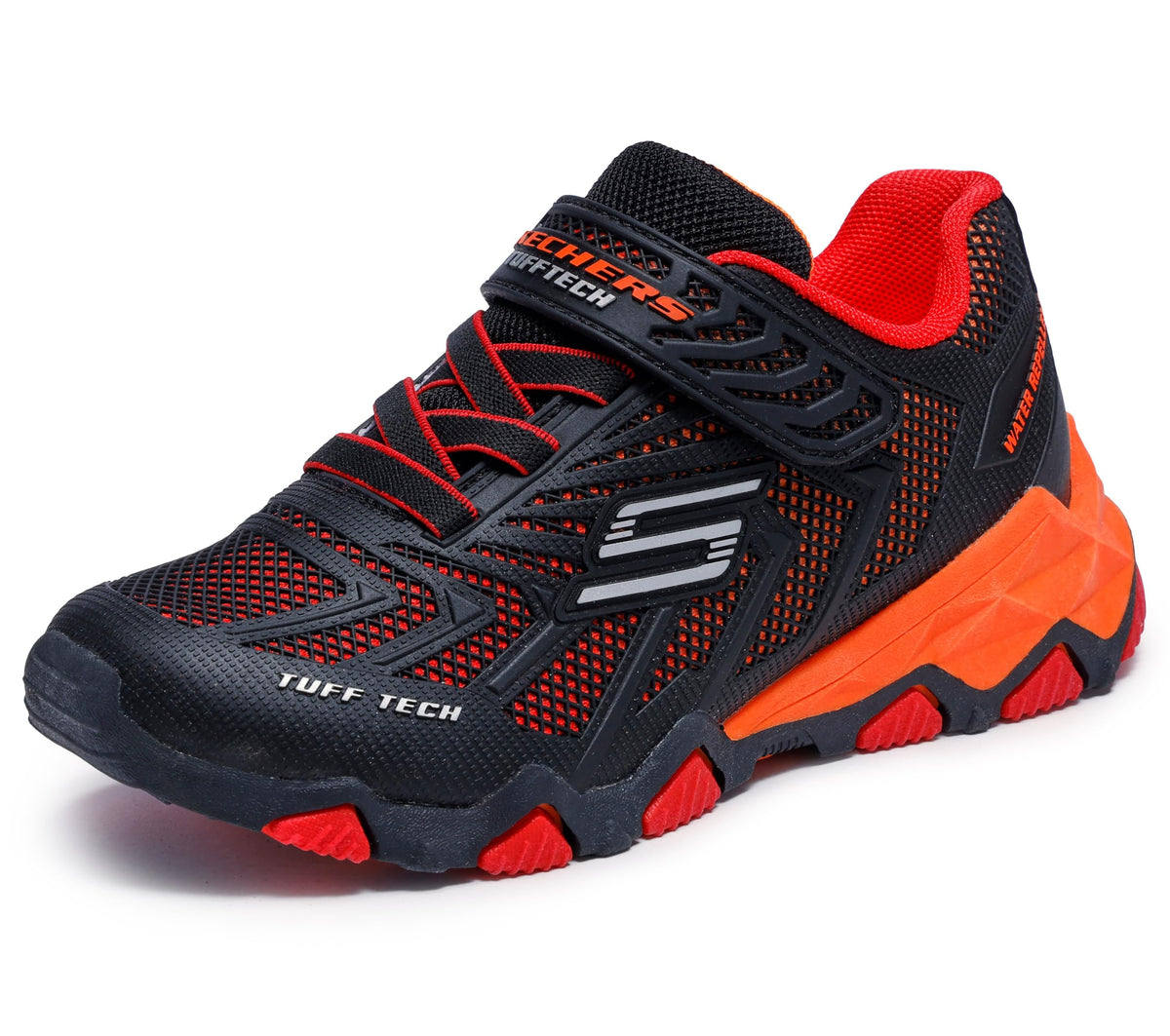Skechers boys athletic sneaker with Velcro strap, mesh upper, and rugged outsole