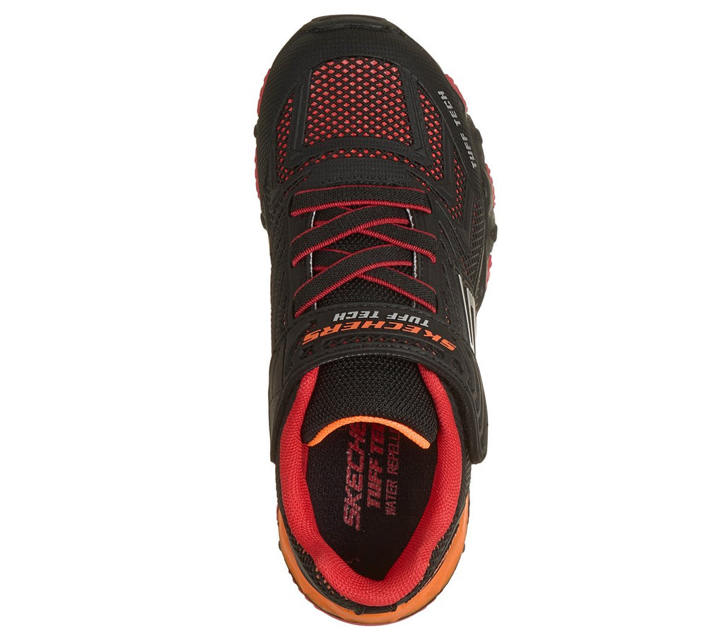 Skechers boys trail sneaker top-down view showing lace-up closure and breathable mesh upper