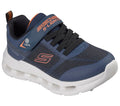 Skechers S-Lights boys sneaker with velcro strap, elastic laces, and light-up sole