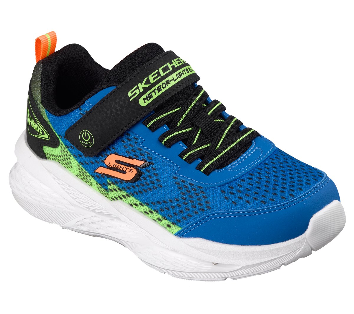 Skechers Meteor-Lights 2.0 boys sneaker with velcro strap and elastic laces