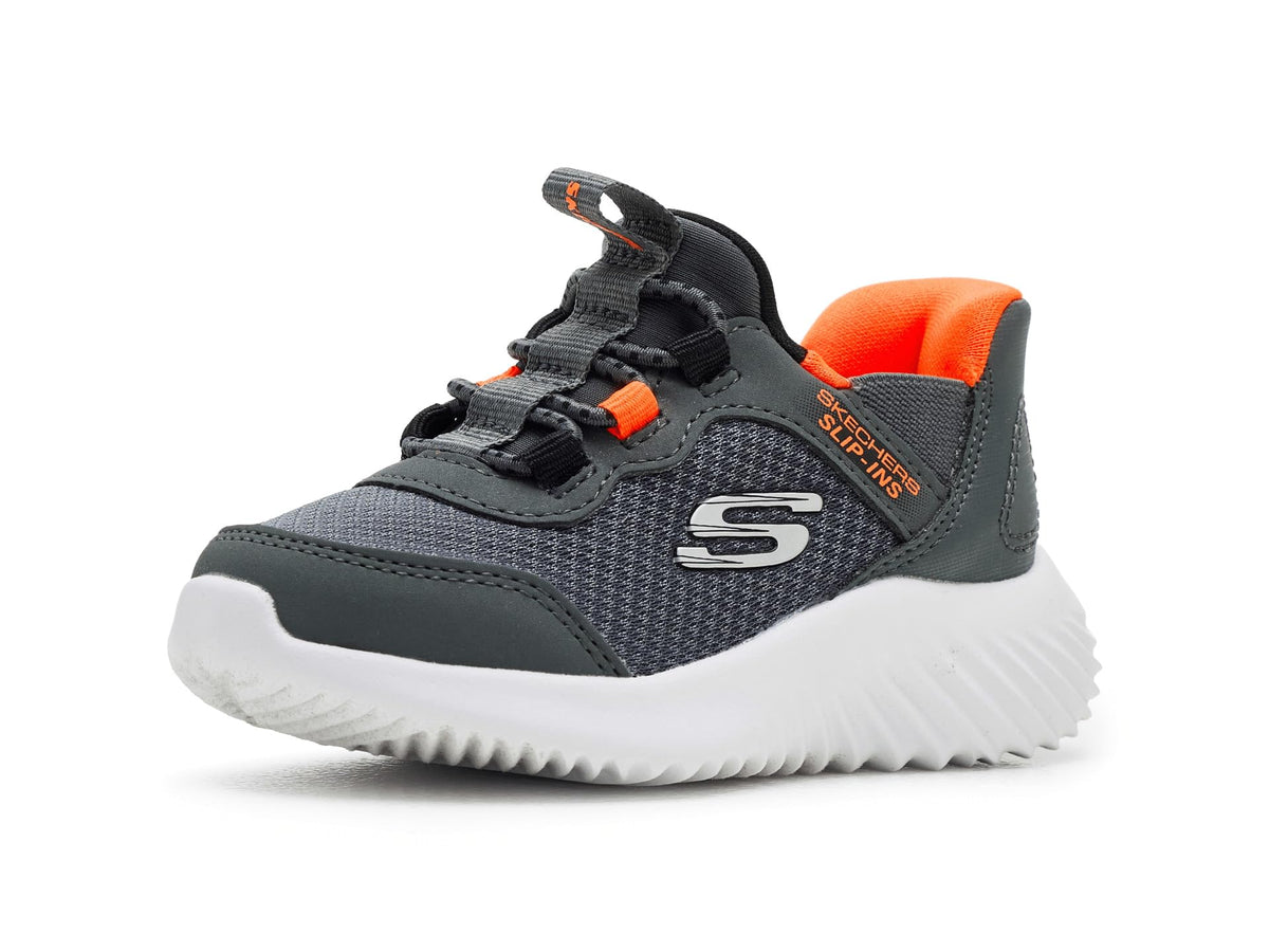 Skechers Slip-Ins toddler boys sneaker with bungee lace system and chunky white outsole