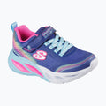 Skechers S-Lights girls sneaker with velcro strap, light-up sole, and rainbow accents