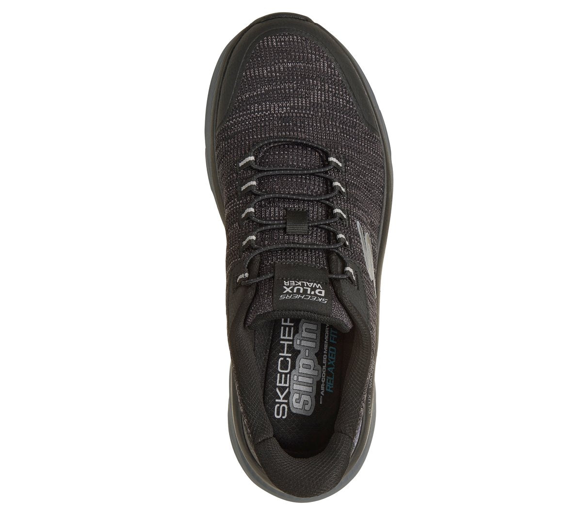 Top-down view of Skechers Slip-ins D'Lux Walker men's sneaker with elastic laces