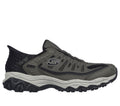 Skechers Slip-Ins Afterburn Ridgeburn men's slip-on sneaker with rugged outsole, lateral view