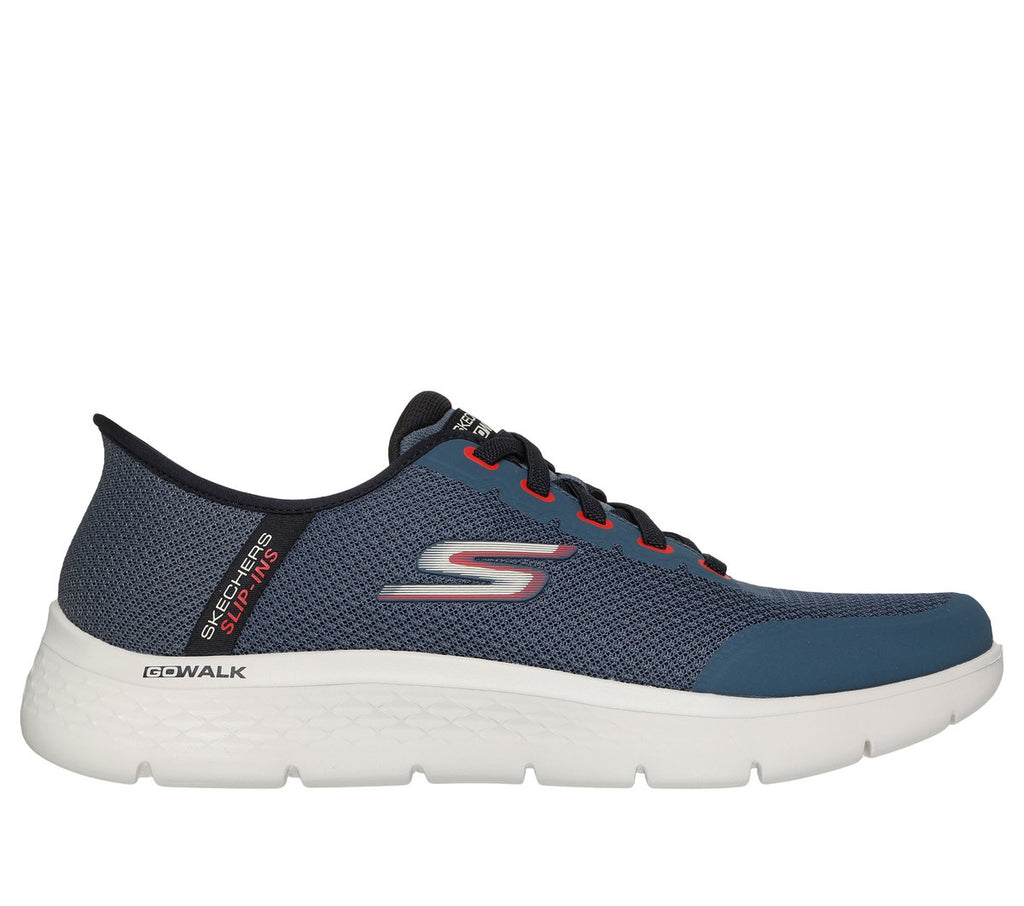Skechers GO WALK Flex Slip-Ins men's sneaker with mesh upper and white sole, lateral view