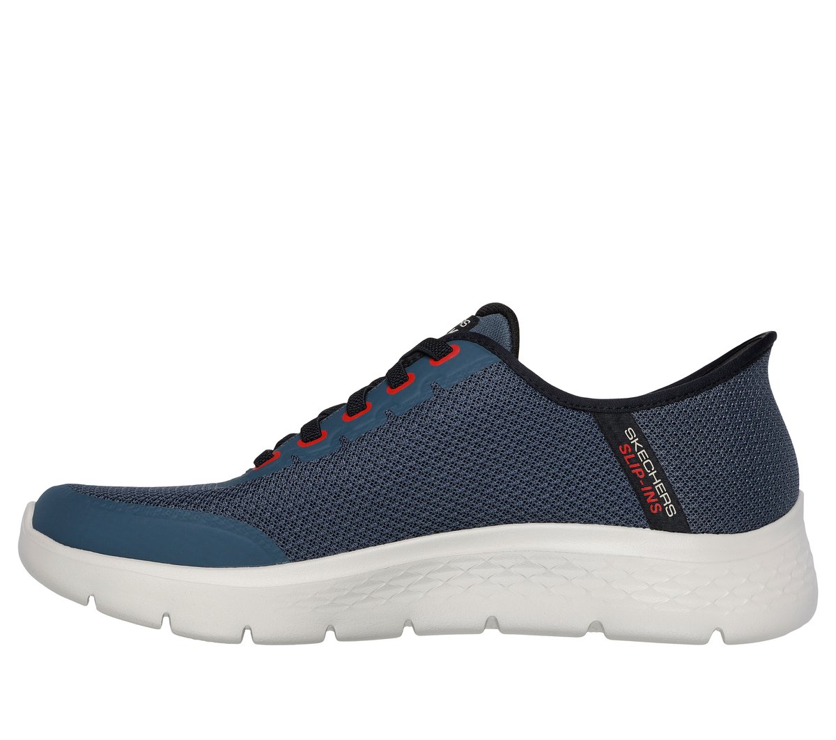 Skechers Slip-ins GO WALK Flex men's sneaker with mesh upper and white midsole, lateral view